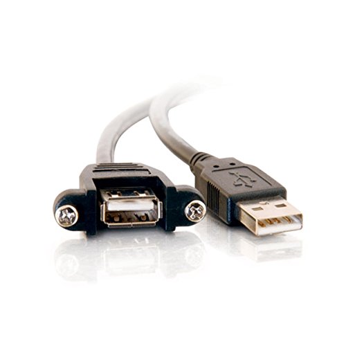 C2G/Cables to Go 28061 Panel Mount 2.0 A Male to A Female Cable, Black (1 Feet)