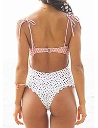 CANIKAT traje de baño de una pieza con volantes para dama, sexy, con corte halter