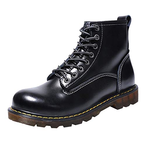 kaifongfu Men Boots PU Leather Winter Waterproof Ankle Boots Shoes(Black,43)