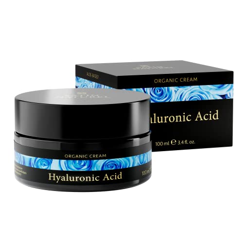 Crema Viso Antirughe Acido Ialuronico Puro BIO - 100ml - Crema Idratante Viso Giorno e Notte - Illuminante Viso Vegano ideale per Contorno Occhi a base di Aloe Vera - Crema Viso Uomo e Donna