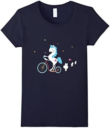 Womens Unicorn On A Footbike Scooter T-Shirt Small Navy