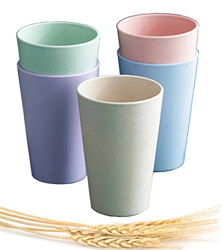 Choary Wheat Straw Cup Eco-friendly Unbreakable Reusable drinking glasses Healthy Tumbler Set for Adult(16OZ), drinking cups dishwasher safe kitchen tumbler party water cup (multi)
