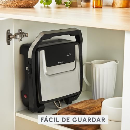 Inicio, Plancha y grill para paninis con calentamiento rápido, 2000 W, Placas antiadherentes, Gran superficie de cocción, Óptima para 4-6 personas, Uso versátil y compacto, GI271D10