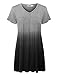 Lock and Love WT1085 Womens Dip Dye V Neck Short Sleeve Pleats Tunic Top XXXL BLACK