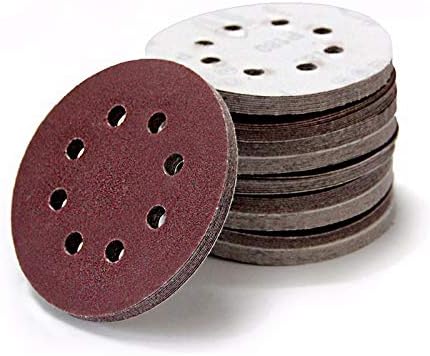 100Pcs 125Mm 8 Holes Sand Paper Flocking Discs Grits For Metal Wood And Glass Polishing Grinding Honing Tools