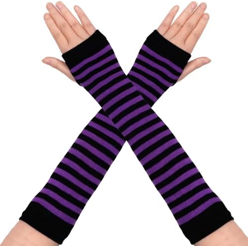 Amazon.com: Goth Striped Gloves Arm Warmers Y2K Harajuku Long Arm