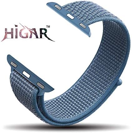 HIGAR Soft Breathable Nylon Wristband Strap Compatible with 40mm Apple Watch Series 4, 38mm Series 3, 2, 1 - Blue