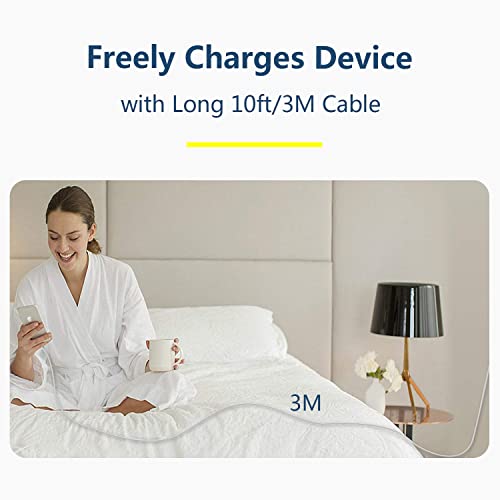 USB C Cable 10ft, SENMAGGI 2-Pack Right Angle 3.1A Fast Charge Type C Cable, Nylon Braided Phone Charger Cord for Samsung Galaxy S20 S10 S9 S8, Note 10 9 8, LG V50 and Other USB C Charger(Silver)