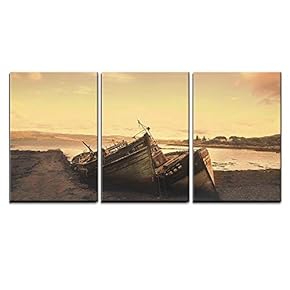 Shipwreck Scene with Boat Drenched by The Coast...
