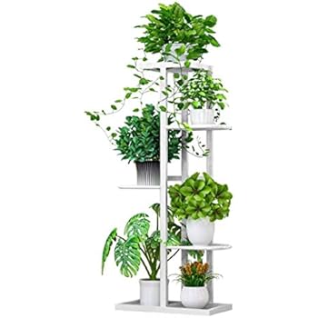 Flower Plant Stand Indoor 5 Tier Metal Plant Stand Flower Pots Stander Display Pots Holder (White)