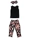 Chinatera 3pcs Summer Cute Baby Girls Kids Clothes Set Suit Outfits Cute Vest Tops + Floral Print Pants + Headband Age 2-6Y (120)