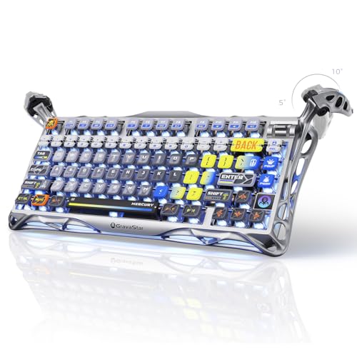 GravaStar Mercury K1 Pro Wireless Gaming Keyboard, QWERTY, Aluminium Alloy, Customized Keyboard Layout 75% Layout, Designed for Durability and Unique Aesthetics (Interstellar Silver)