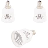 E ENERSYSTEC E12 to E26 Converter Chandelier Light Socket to Medium Adapter, Candelabra to Screw in E26 Socket Converter Bulb Base Adapter, E12 to Regular A19 LED Light Bulb Base, 3 Pack