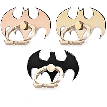 Cool Bat Ring Phone Holder (3 Pack) Aluminium Alloy Cell Phone Light Stand 360° Rotation Finger Grip Universal Smart Phone Holder for Hand (Gold/Pink/Black)