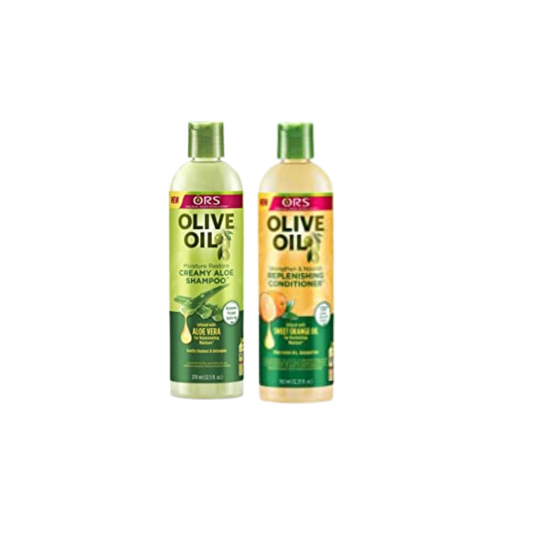 ORS Olive Oil Sulfate-Free Hydrating Shampoo 370ml with Strength & Nourish Replenishing Conditioner 362ml