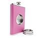 The Original Shot Flask - 8oz Hip Flask with a Built-in Collapsible Shot Glass - Stainless Steel with Premium Bonded Leather Wrapping (Pink)