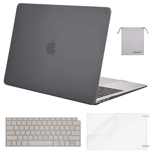 MOSISO MacBook Air 13 Inch Case 2018 Release A1932 with Retina Display, Plastic Hard Shell & Keyboard Cover & Screen Protector & Storage Bag Only Compatible Newest MacBook Air 13, Gray