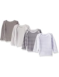 Hanes Ultimate Baby Flexy 4 Pack Long Sleeve Crew Tees, Grey Stripe, 12-18 Months