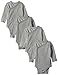 Moon and Back Baby Set Of 4 Organic Long-Sleeve Side-Snap Bodysuits, Solid Grey Heather, Newborn