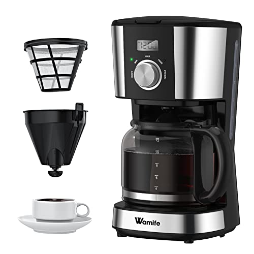 Wamife Programmable Coffee Maker, 12 Cup Drip Coffee Brewer Timer