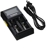 Nitecore D2 Intelligent Digi Charger - US PLUG BLACK LH0027203 with LCD Monitor for 26650 18650 16340 RCR123 14500 10400 AAAA AAA AA C Batteries