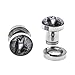 BodyJ4You Plugs Ear Gauges Screw Fit Steel Tunnels 2G Logo White Owl Double Flare Expander