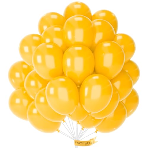 PartyWoo Mustard Yellow Balloons 100pcs 12 Inch Yellow Fall Balloons for Birthd…