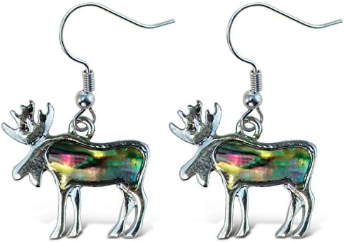 Puzzled Multi Colored Moose Dangle Post Fish Hook Drop Earrings 1 Inch Sparkling New Zealand Paua Shell Wildlife Mountain Animals Themed Ear Accessory 2 Pcs Buy Online At Best Price In Uae