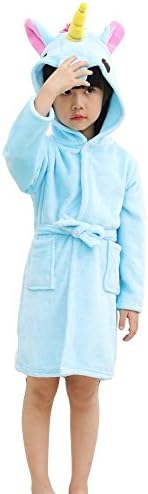 Kailya Kids Unicorn Bathrobe Hooded Animal Bathrobe Soft Flannel Sleepwear Dressing Gown