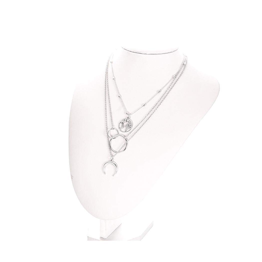 Linselles Women Multilayer Necklace Elegant Fashion Boho Style Star Moon Multilayer Pendant Chain Necklace Necklaces