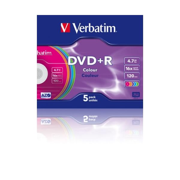 Verbatim DVD+R Advanced AZO 16x Speed Colour Surface 5er Pack Slim Case DVD-Rohlinge – Bild 4