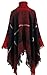 QZUnique Women Poncho Sweater Knit Turtleneck Cape Pullover Shawl Tassels Plaid