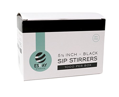 Eskay, Plastic Stirrer, Sip Stirrer, For Coffee and Cocktail, Bar Restaurant and Home Use, 5 1/2 Inches Long, 1000/box, Black