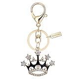 Bling Bling Crystal Black Queen Crown Keychain