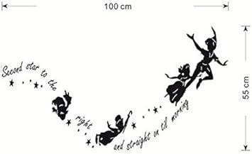 Amazon Wallsticker本舗 空飛ぶピーターパン達のウォールステッカー シルエットと英字柄 賃貸ok 転写 並行輸入品 ウォールステッカー オンライン通販