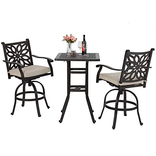 Sophia & William Outdoor 3 Pieces Cast Aluminum Bar Set with 2 Swivel