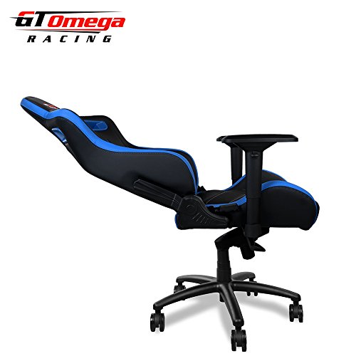 GT-Omega-Sport-Racing-Sedia-da-Ufficio-Nero-e-Blu-in-Pelle-Sedile-Giocatori