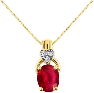 RYLOS Necklaces For Women 14K Yellow Gold - Diamond & Red Rylos