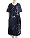 ELLAZHU Women Summer Crew Neck Pencil Sketch Printed Dress GA691 Blue, One Size