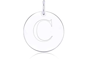 LGSY 925 Sterling Silver Mini Initial Disc Round Charm Pendant for Women Jewelry