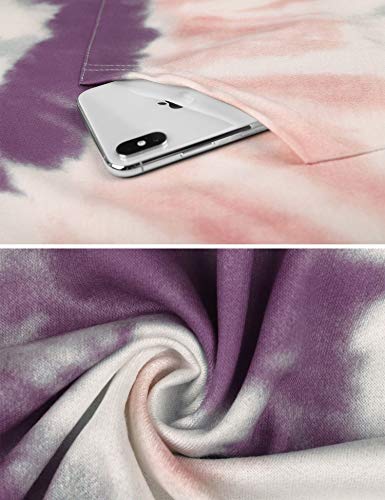 Women\'s Hoodies Pocket Pullover Tie Dye Drawstring Kangaroo Tunic Top Shirt Cute Sweatshirt