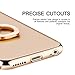 Qissy Case Compatible with iPhone 7 Case Ultra-Thin Hard Matte Shockproof 3 in 1 Ring Holder Kickstand PC Electroplate Cover Anti-Scratch for iPhone 7 4.7 inch (Gold)