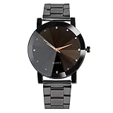 Start Unisex Man's Women's Crystal Stainless Steel Wrist Watch Bracelet (Black)