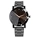 Start Unisex Man's Women's Crystal Stainless Steel Wrist Watch Bracelet (Black)