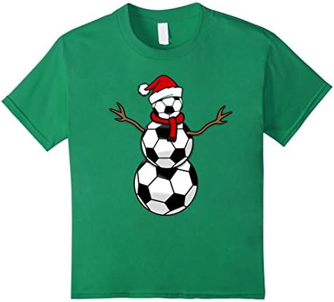 Kids Funny Christmas Soccer Balls Santa Snowman T-Shirt 12 Kelly Green