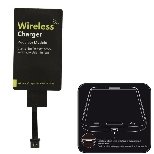 DBPOWER Universal QI Wireless Charging Receiver film for micro-USB of All Android Mobile (middle/narrow-Interface Down)