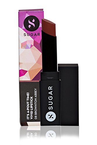 SUGAR Cosmetics It's A-Pout Time! Vivid Lipstick 08 Brownton Abbey (Peach Brown), Long Lasting Creamy Matte Lipstick For All Complexions, 3.5 g