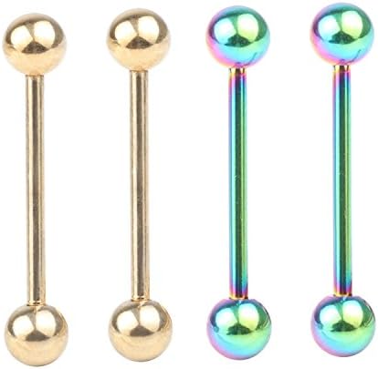 FORYOU FASHION 16G Tongue Rings Nipple Straight Barbells Body Piercing Jewelry 8mm Length 3mm Ball Stainless Steel