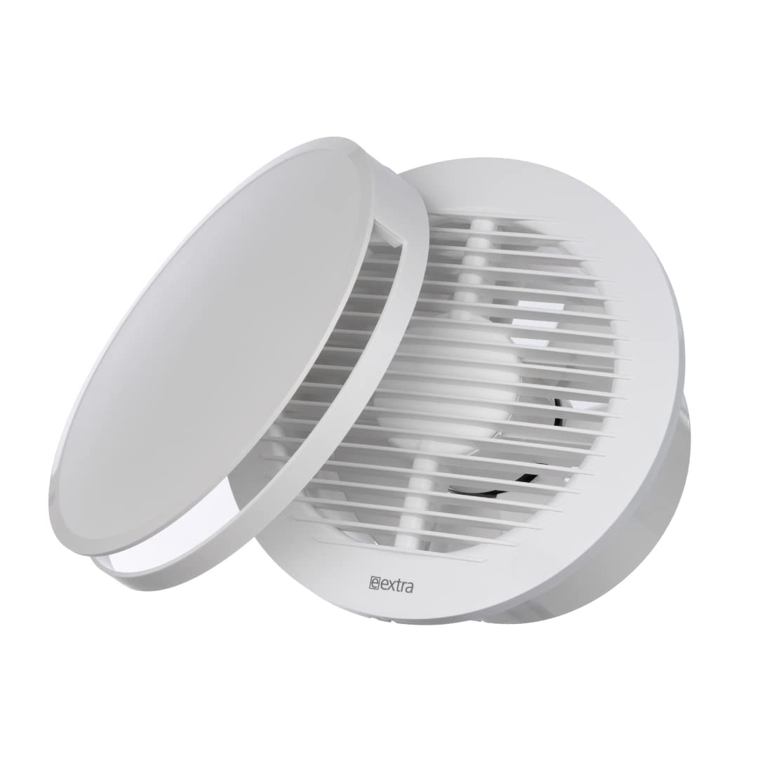 Europplast 150mm Round Bathroom Extractor Fan - 6 Inch with Front Panel - White, Silent, Ceiling & Wall Mounted