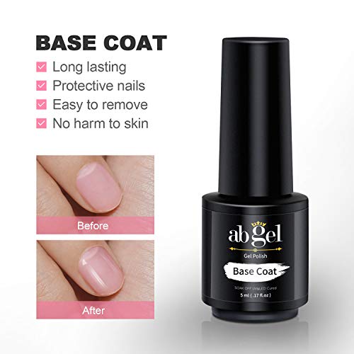 ab gel Home Nail Gel Polish Kit-6 Colors with Base and Top Coat, Fluorescent Series Colors Set